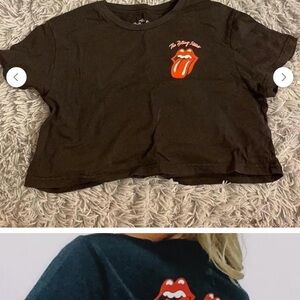 Princess Polly Black Graphic Tee with Red Accent